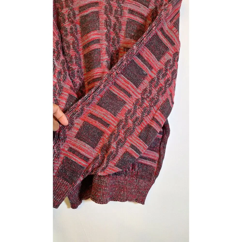 Vintage MCGREGOR Fisherman Sweater Men's Large Grandpa Cosby Red/Black Nordic